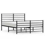Metal Bed Frame without Mattress with Footboard Black 150x200 cm