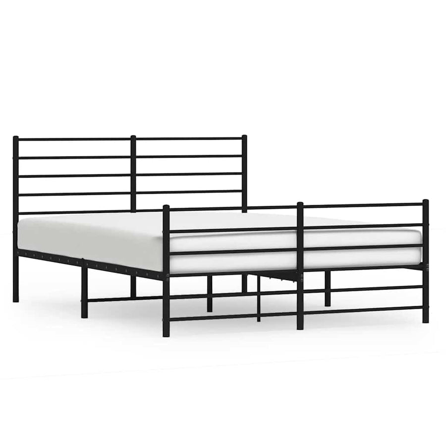 Metal Bed Frame without Mattress with Footboard Black 150x200 cm