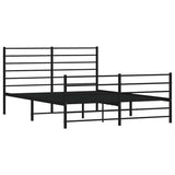 Metal Bed Frame without Mattress with Footboard Black 150x200 cm