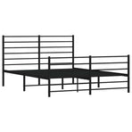 Metal Bed Frame without Mattress with Footboard Black 150x200 cm