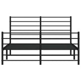 Metal Bed Frame without Mattress with Footboard Black 150x200 cm