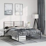 Metal Bed Frame without Mattress with Footboard Black 150x200 cm