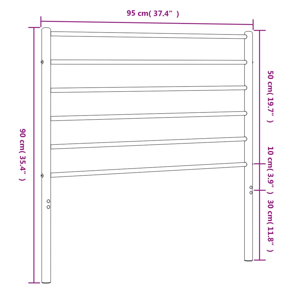 Metal Replace Headboard Black 90 cm