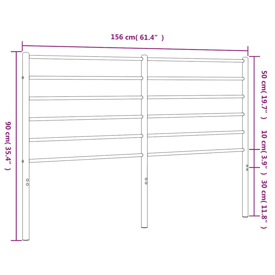 Metal Replace Headboard Black 150 cm