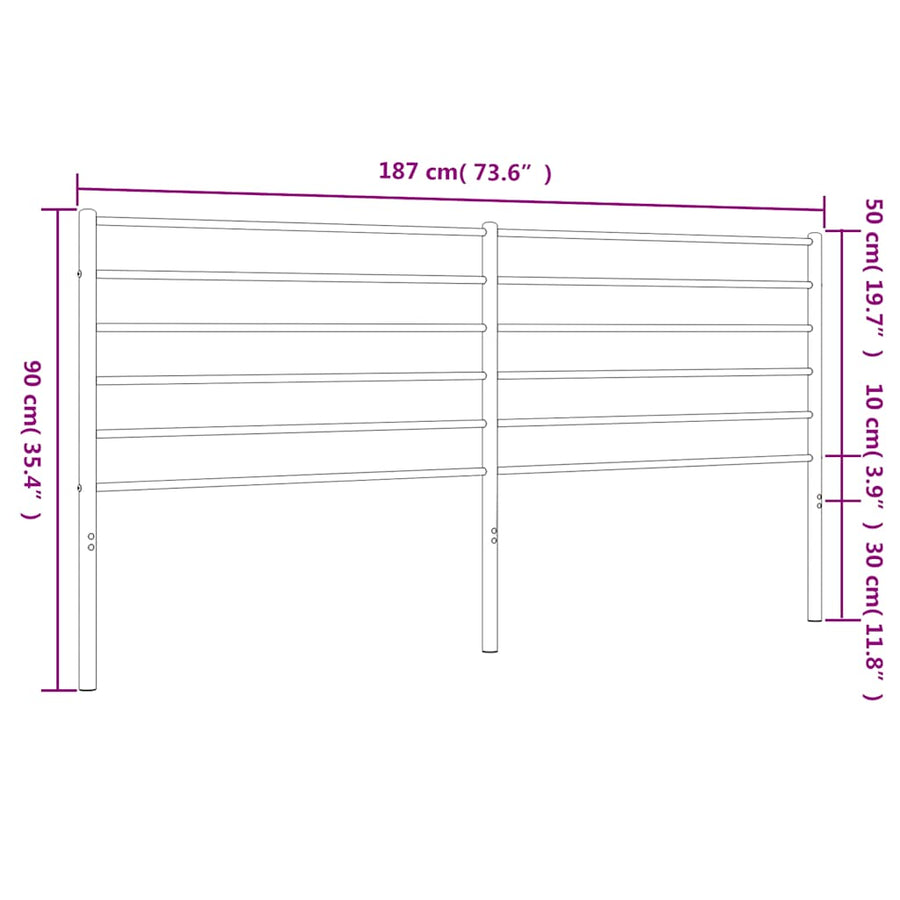 Metal Replace Headboard Black 180 cm