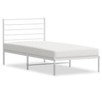 Metal Bed Frame without Mattress with Headboard White 90x190 cm