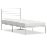 Metal Bed Frame without Mattress with Headboard White 90x190 cm - Front View