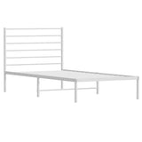 Metal Bed Frame without Mattress with Headboard White 90x190 cm - Side View
