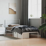 Metal Bed Frame without Mattress with Headboard White 90x190 cm