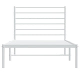 Metal Bed Frame without Mattress with Headboard White 90x190 cm - Rear View