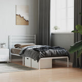 Metal Bed Frame without Mattress with Headboard White 107x203 cm King Single - Top-Down View