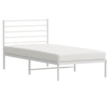Metal Bed Frame without Mattress with Headboard White 107x203 cm King Single
