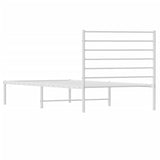 Metal Bed Frame without Mattress with Headboard White 107x203 cm King Single