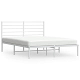 Metal Bed Frame without Mattress with Headboard White 135x190 cm - Front View