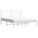 Metal Bed Frame without Mattress with Headboard White 135x190 cm - 45-Degree Angle