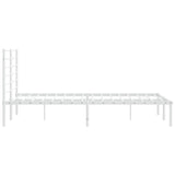 Metal Bed Frame without Mattress with Headboard White 135x190 cm - Close-Up Angle