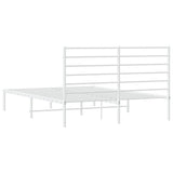 Metal Bed Frame without Mattress with Headboard White 135x190 cm