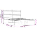 Metal Bed Frame without Mattress with Headboard White 135x190 cm