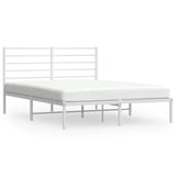 Metal Bed Frame without Mattress with Headboard White 150x200 cm - Front View