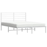Metal Bed Frame without Mattress with Headboard White 150x200 cm - 45-Degree Angle
