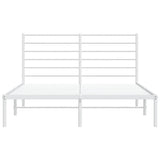 Metal Bed Frame without Mattress with Headboard White 150x200 cm - Rear View