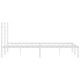 Metal Bed Frame without Mattress with Headboard White 150x200 cm - Close-Up Angle