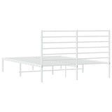 Metal Bed Frame without Mattress with Headboard White 150x200 cm
