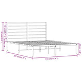 Metal Bed Frame without Mattress with Headboard White 150x200 cm - Extra Image