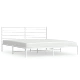 Metal Bed Frame without Mattress with Headboard White 183x203 cm King - Front View