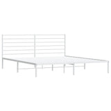 Metal Bed Frame without Mattress with Headboard White 183x203 cm King - Side View