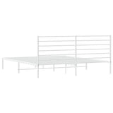 Metal Bed Frame without Mattress with Headboard White 183x203 cm King
