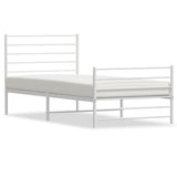 Metal Bed Frame without Mattress with Footboard White 90x190 cm