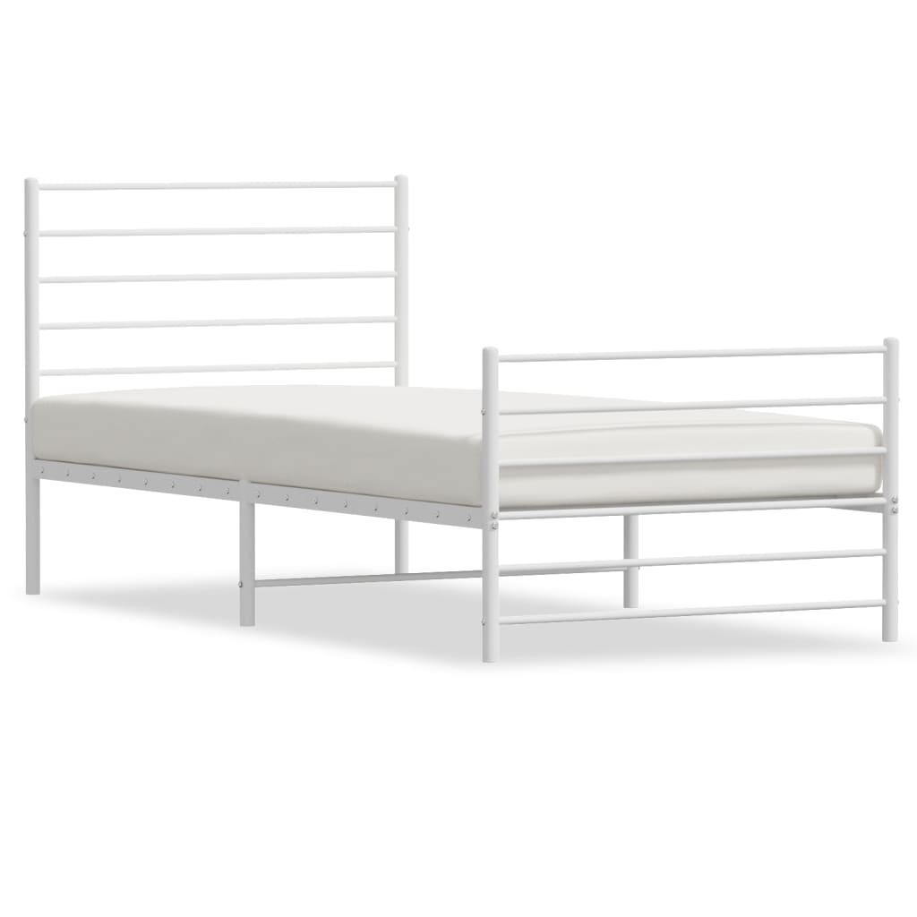 Metal Bed Frame without Mattress with Footboard White 90x190 cm