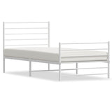 Metal Bed Frame without Mattress with Footboard White 90x190 cm - Front View