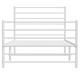 Metal Bed Frame without Mattress with Footboard White 90x190 cm
