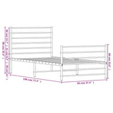 Metal Bed Frame without Mattress with Footboard White 90x190 cm