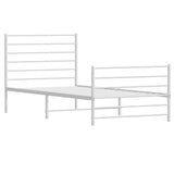 Metal Bed Frame without Mattress with Footboard White 107x203 cm King Single - Side View