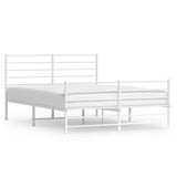 Metal Bed Frame without Mattress with Footboard White 135x190 cm - Front View