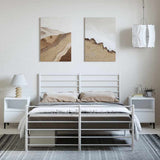 Metal Bed Frame without Mattress with Footboard White 135x190 cm - Side View