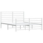 Metal Bed Frame without Mattress with Footboard White 135x190 cm