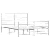 Metal Bed Frame without Mattress with Footboard White 135x190 cm - Top-Down View