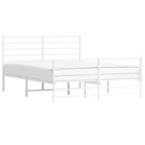 Metal Bed Frame without Mattress with Footboard White 135x190 cm - 45-Degree Angle
