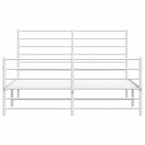 Metal Bed Frame without Mattress with Footboard White 135x190 cm