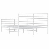 Metal Bed Frame without Mattress with Footboard White 135x190 cm