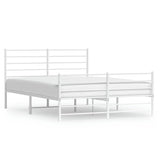 Metal Bed Frame without Mattress with Footboard White 150x200 cm - Front View