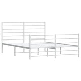 Metal Bed Frame without Mattress with Footboard White 150x200 cm