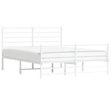 Metal Bed Frame without Mattress with Footboard White 150x200 cm - 45-Degree Angle