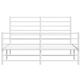 Metal Bed Frame without Mattress with Footboard White 150x200 cm