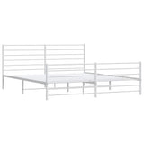 Metal Bed Frame without Mattress with Footboard White 183x203 cm King - Side View