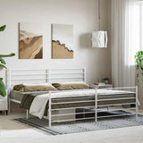 Metal Bed Frame without Mattress with Footboard White 183x203 cm King - Top-Down View
